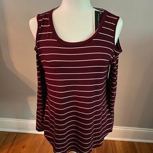 Women's Striped Cold Shoulder Top